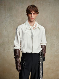 ordúdíordú | Shirts - Shirt with Folded Cuffs and Tie Collar