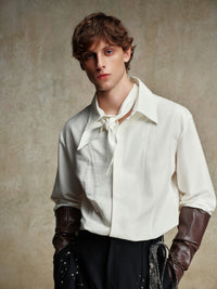 ordúdíordú | Shirts - Shirt with Folded Cuffs and Tie Collar