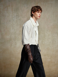 ordúdíordú | Shirts - Shirt with Folded Cuffs and Tie Collar