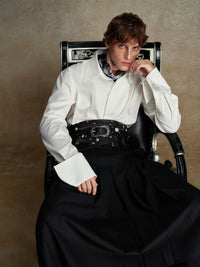 ordúdíordú | Shirts - Shirt with Folded Cuffs and Tie Collar