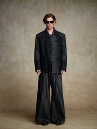 ordúdíordú | Jacket - Collarless Patchwork Leather Jacket