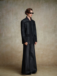 ordúdíordú | Jacket - Collarless Patchwork Leather Jacket