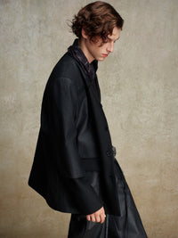 ordúdíordú | Jacket - Collarless Patchwork Leather Jacket