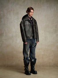 ordúdíordú | Jacket - Brown Leather Jacket with a Silhouette