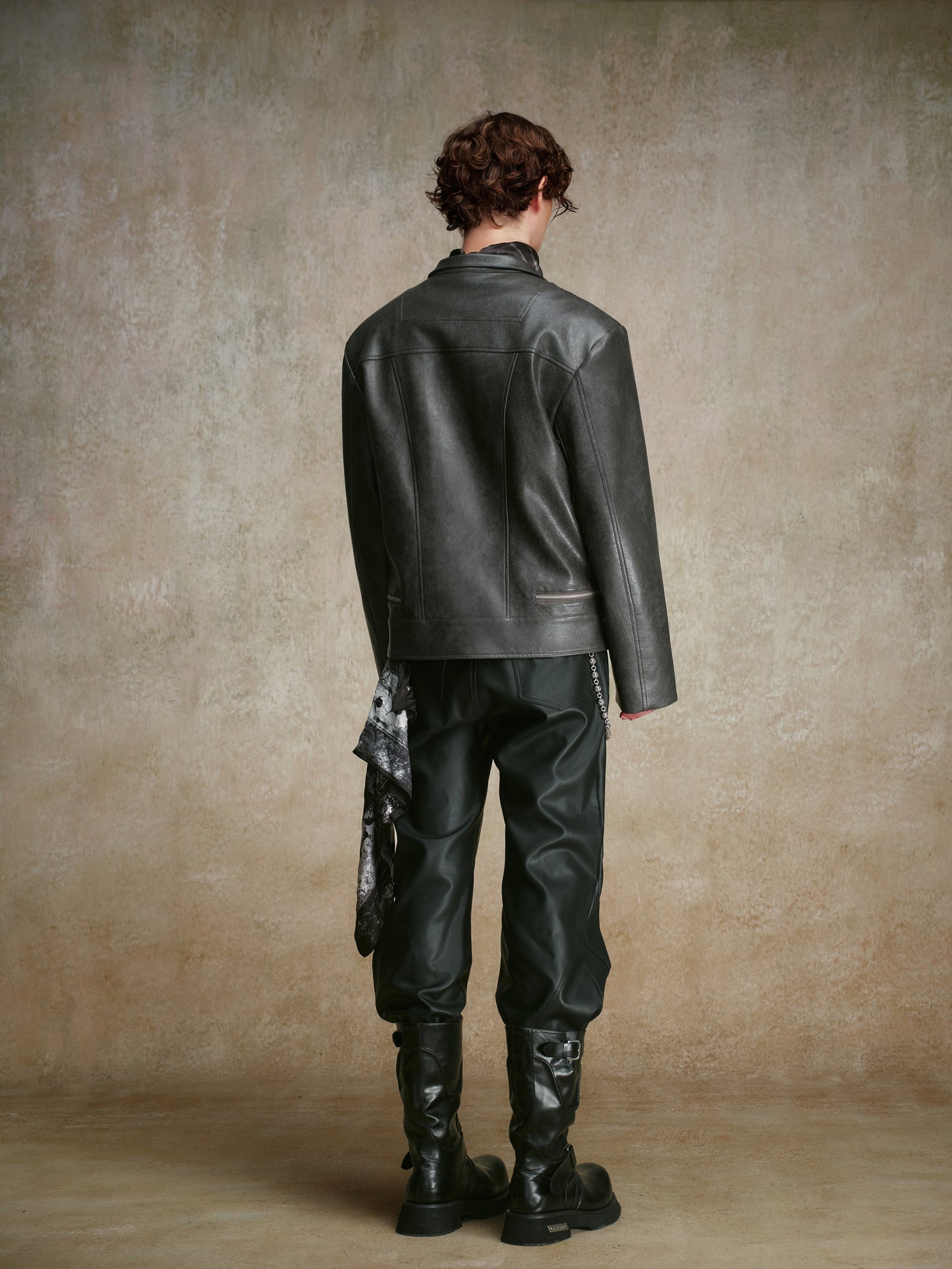 ordúdíordú | Jacket - Gray Leather Jacket with Multi-zipper