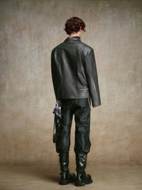 ordúdíordú | Jacket - Gray Leather Jacket with Multi-zipper