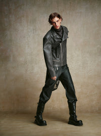 ordúdíordú | Jacket - Gray Leather Jacket with Multi-zipper