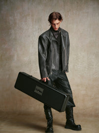 ordúdíordú | Jacket - Gray Leather Jacket with Multi-zipper