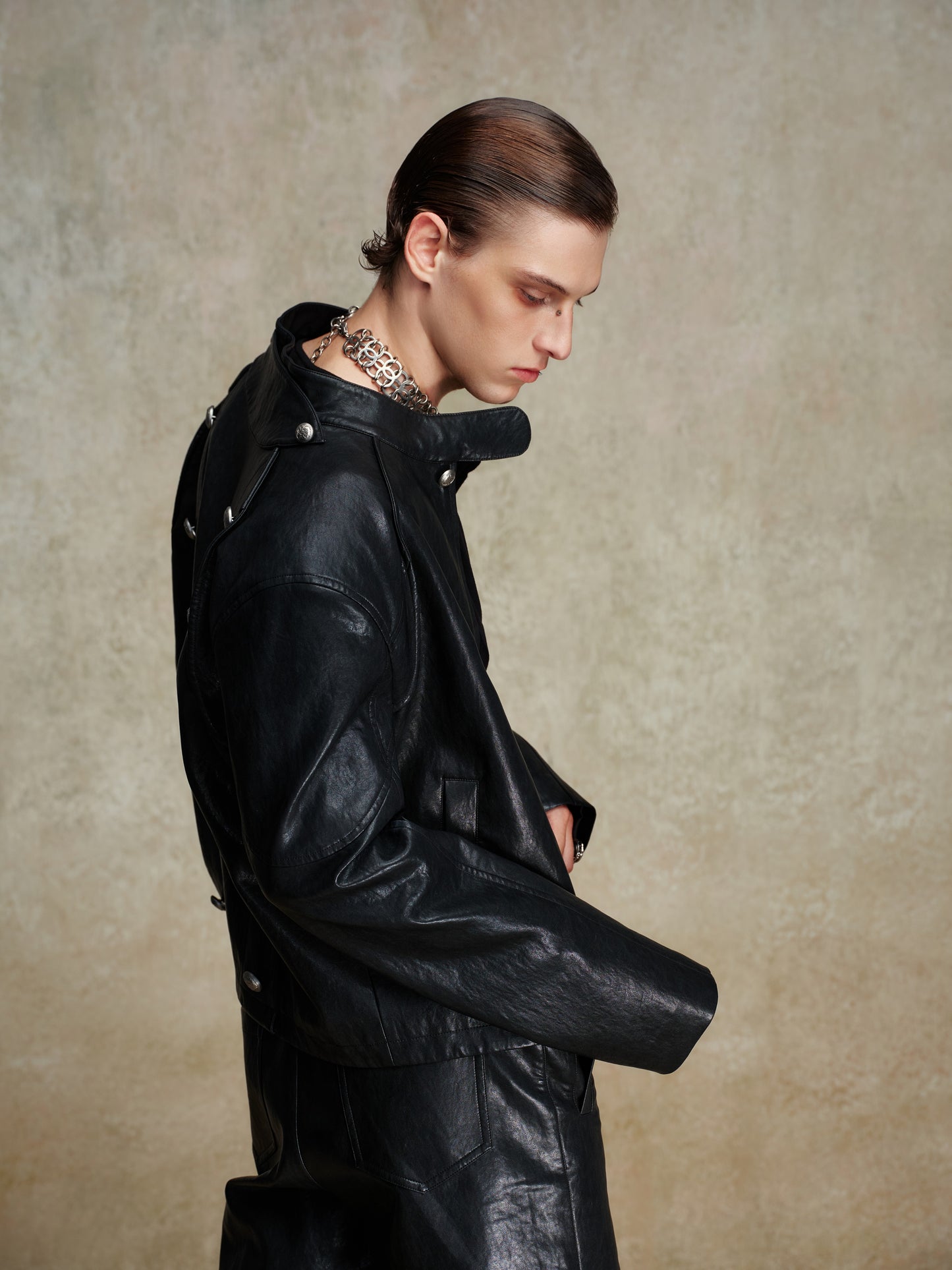 ordúdíordú | Jacket - Multi-button Armor-style Leather Jacket