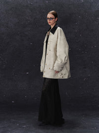 ordúdíordú | Jacket - Mottled Color-blocked Quilted Leather Jacket