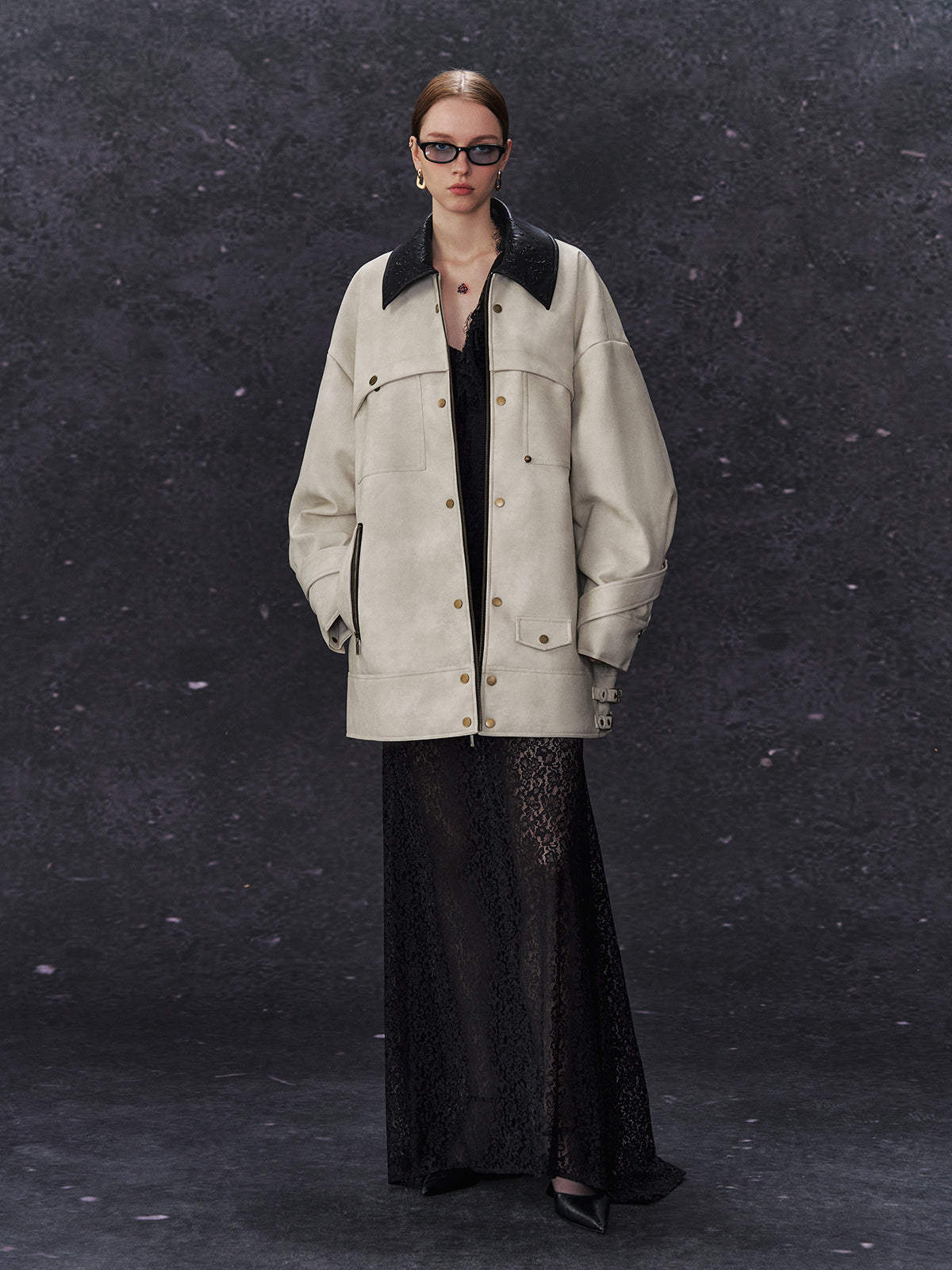 ordúdíordú | Jacket - Mottled Color-blocked Quilted Leather Jacket