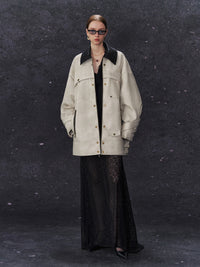 ordúdíordú | Jacket - Mottled Color-blocked Quilted Leather Jacket