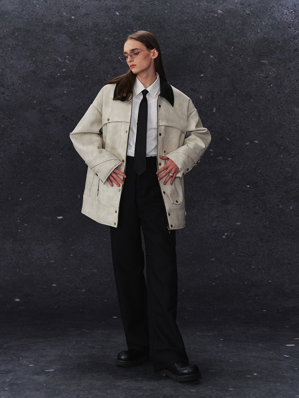 ordúdíordú | Jacket - Mottled Color-blocked Quilted Leather Jacket