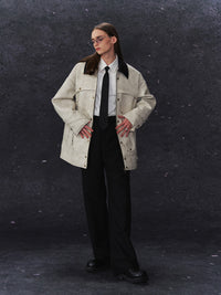 ordúdíordú | Jacket - Mottled Color-blocked Quilted Leather Jacket