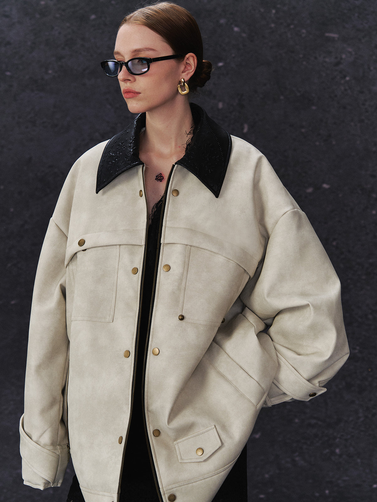 ordúdíordú | Jacket - Mottled Color-blocked Quilted Leather Jacket