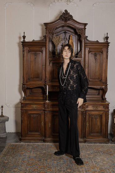 ordúdíordú | Trousers - Bell-Bottomed Lacks with Pleated Sides