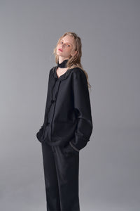 ordúdíordú | Coat - Collarless Lace Coat with  Buckles