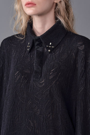 ordúdíordú | Shirt - Dark Textured Diamond Knitting Shirt