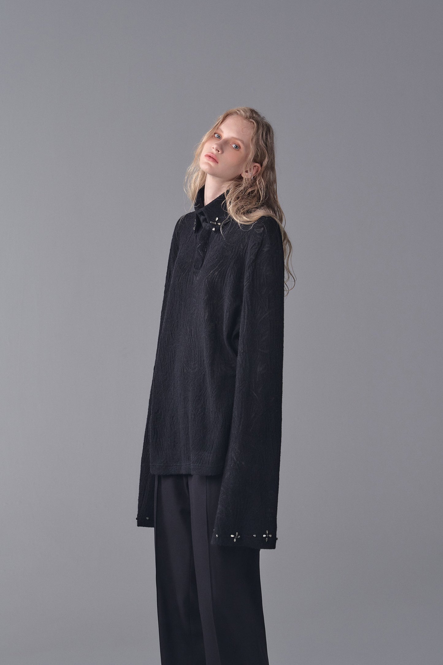 ordúdíordú | Shirt - Dark Textured Diamond Knitting Shirt