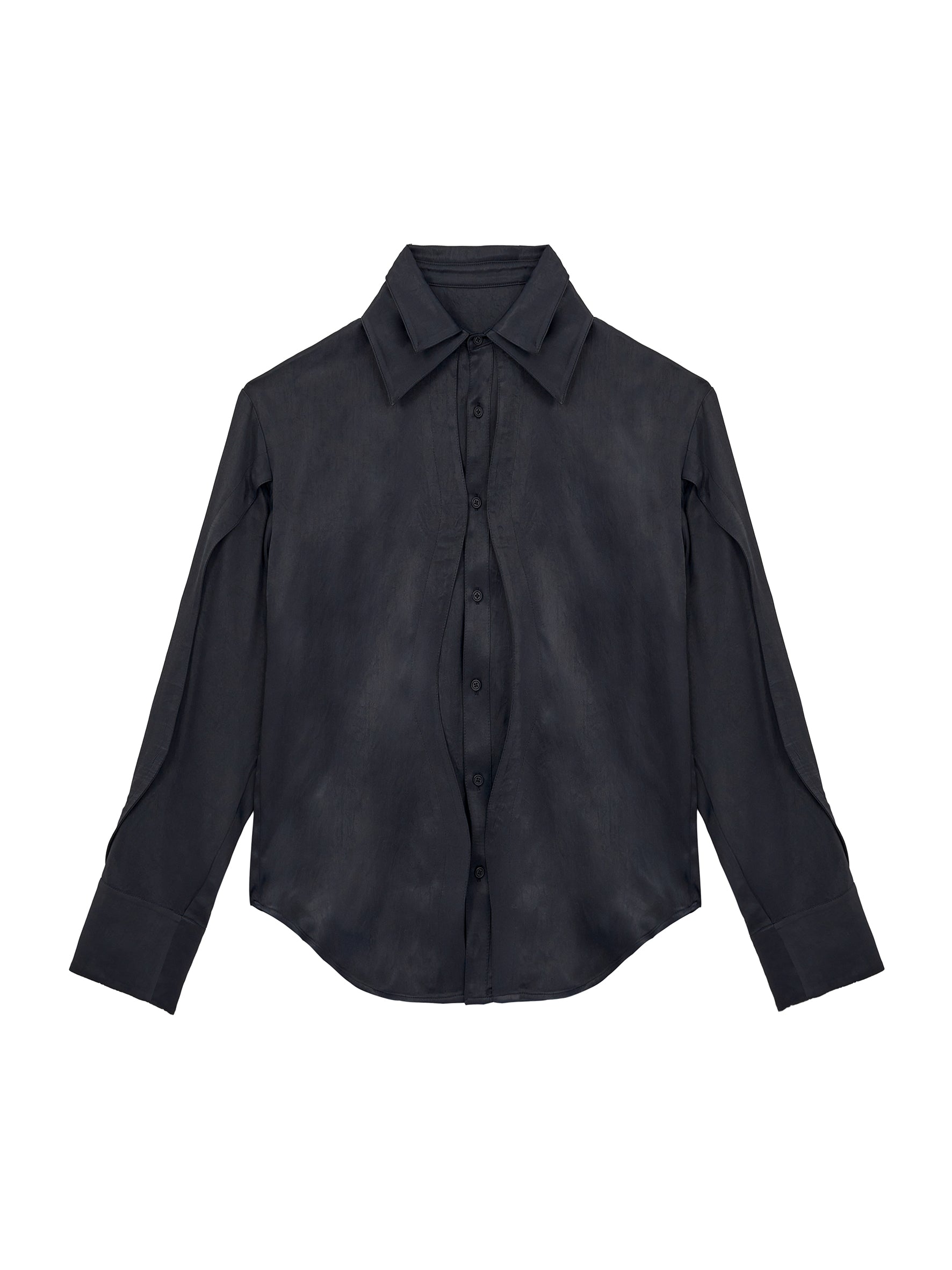 ordúdíordú | Shirt - Double Curved Front Black Shirt