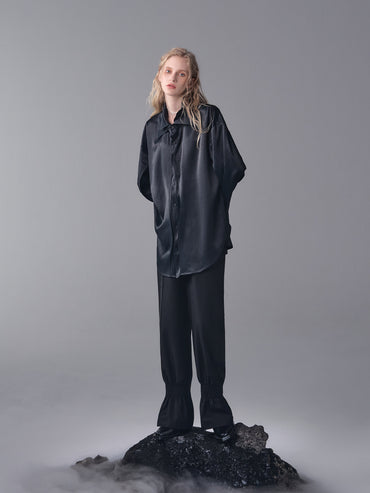 ordúdíordú | Shirt - Double Curved Front Black Shirt