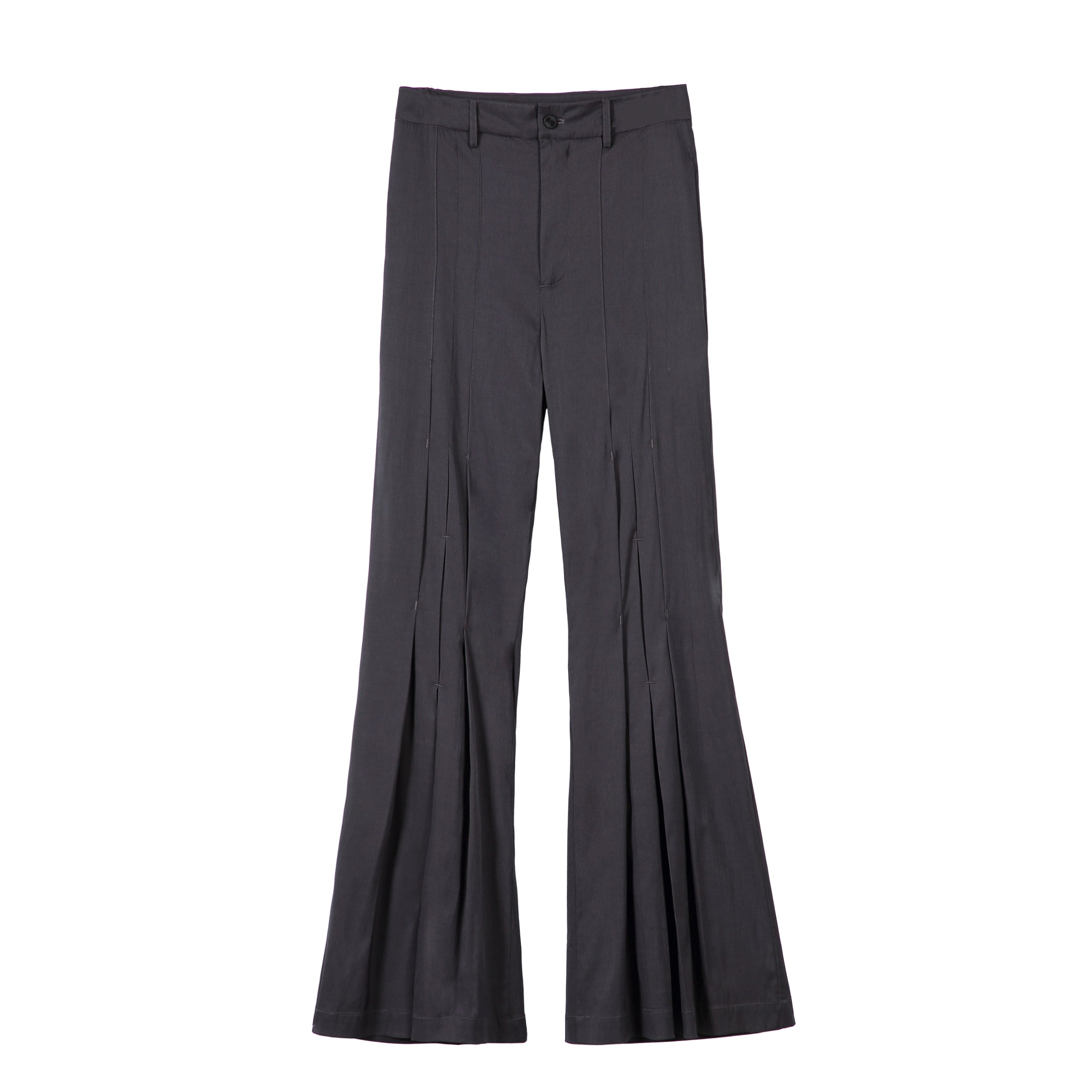 ordúdíordú | Trousers - Flared Trousers with Three Front and Middle Pleats