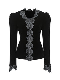 ordúdíordú | Top - Floral Velour Top