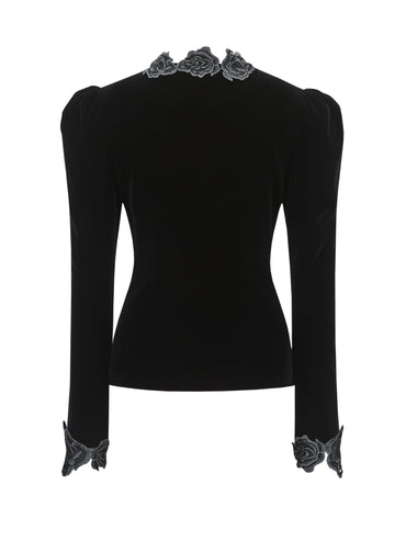 ordúdíordú | Top - Floral Velour Top