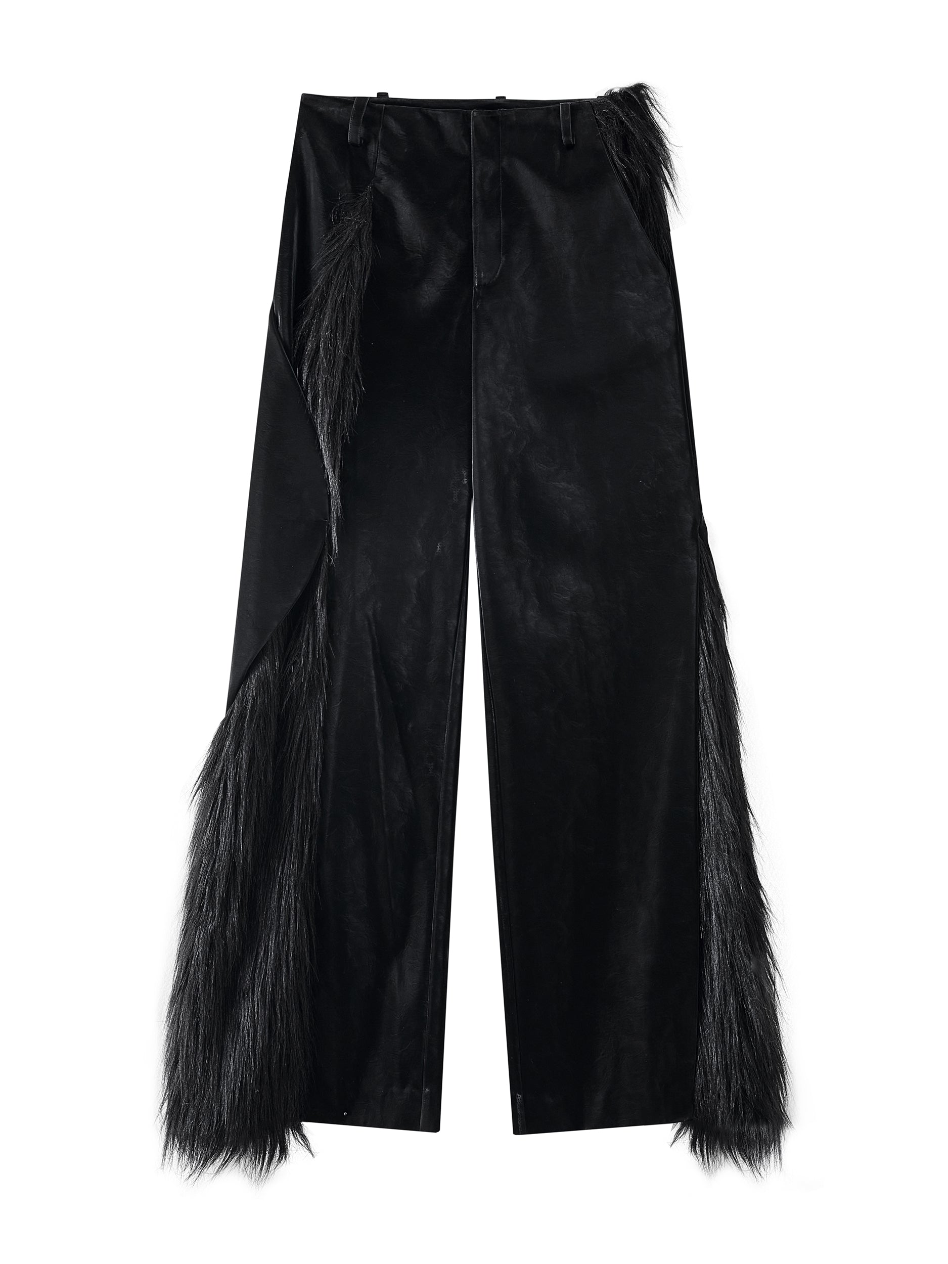 ordúdíordú | Trousers - Glossy Imitation Leather Fur Trousers