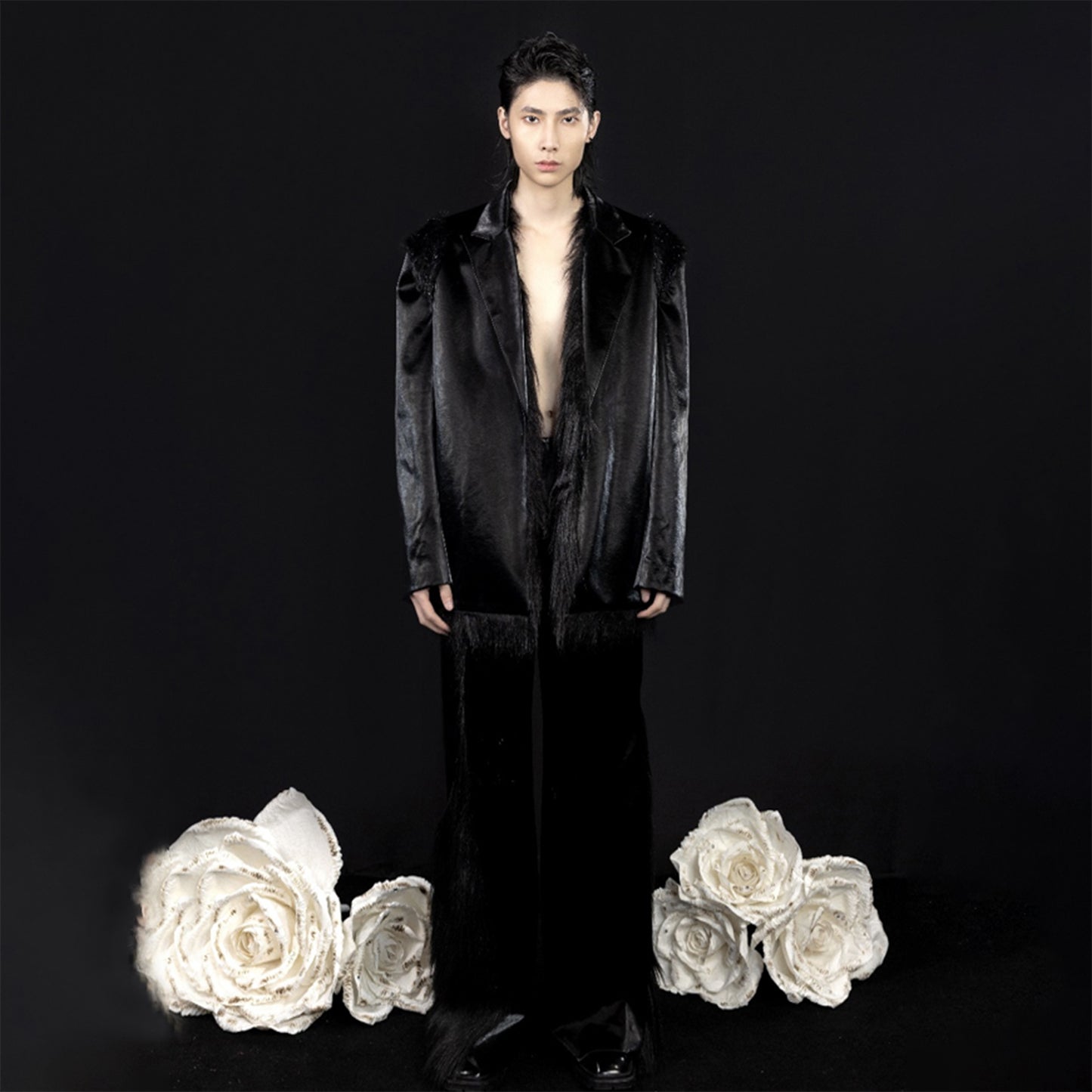 ordúdíordú | Trousers - Glossy Imitation Leather Fur Trousers