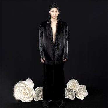 ordúdíordú | Trousers - Glossy Imitation Leather Fur Trousers