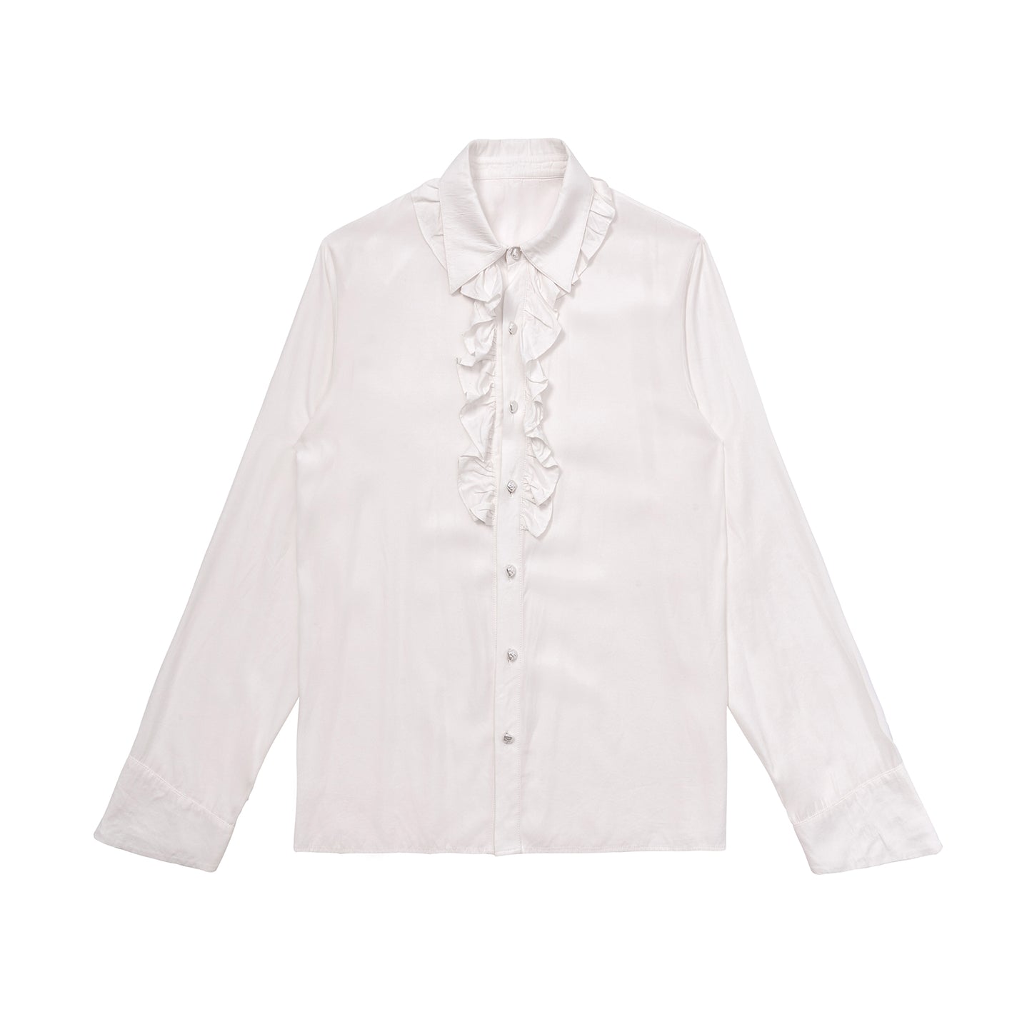 ordúdíordú | Shirt - Half Front Pleated Elegant White Shirt