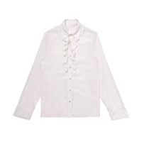 ordúdíordú | Shirt - Half Front Pleated Elegant White Shirt