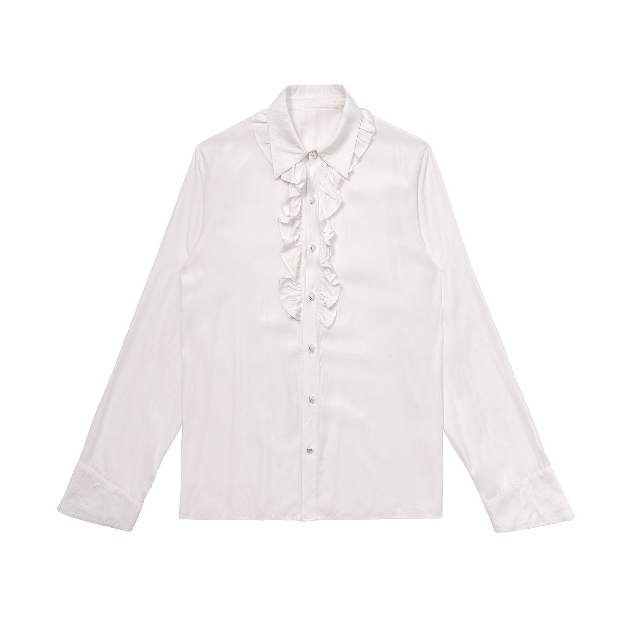 ordúdíordú | Shirt - Half Front Pleated Elegant White Shirt