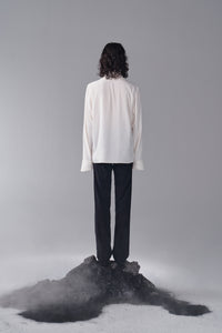 ordúdíordú | Shirt - Half Front Pleated Elegant White Shirt