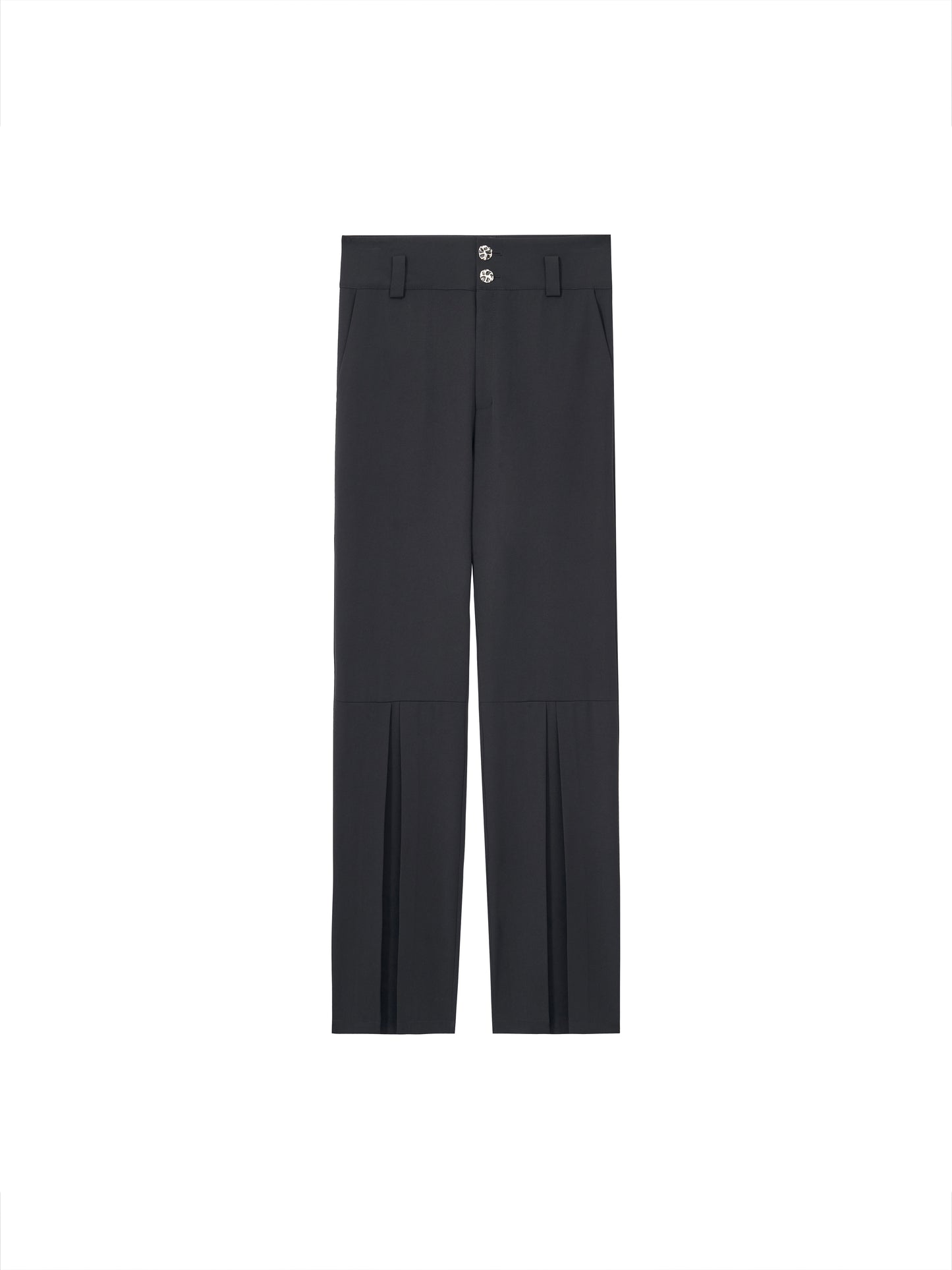 ordúdíordú | Trousers - High-waisted Double-button Box Pleated Pants
