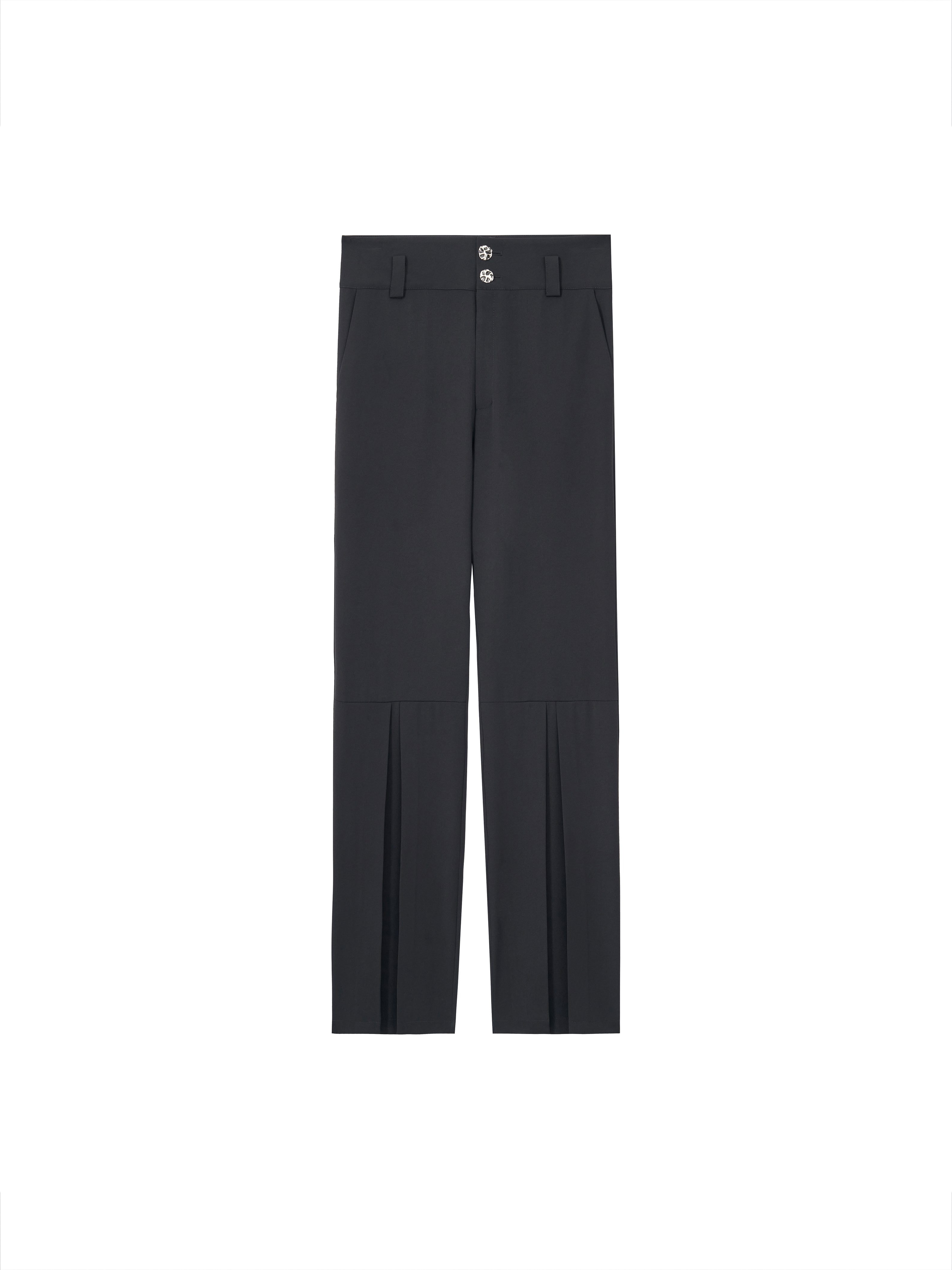 ordúdíordú | Trousers - High-waisted Double-button Box Pleated Pants