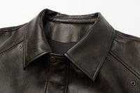ordúdíordú | Jacket - Brown Leather Jacket with a Silhouette