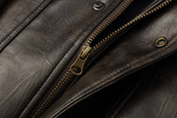 ordúdíordú | Jacket - Brown Leather Jacket with a Silhouette