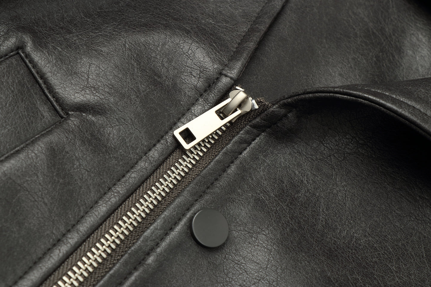 ordúdíordú | Jacket - Gray Leather Jacket with Multi-zipper