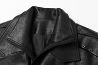 ordúdíordú | Jacket - Double-layered Collar Black Leather Jacket