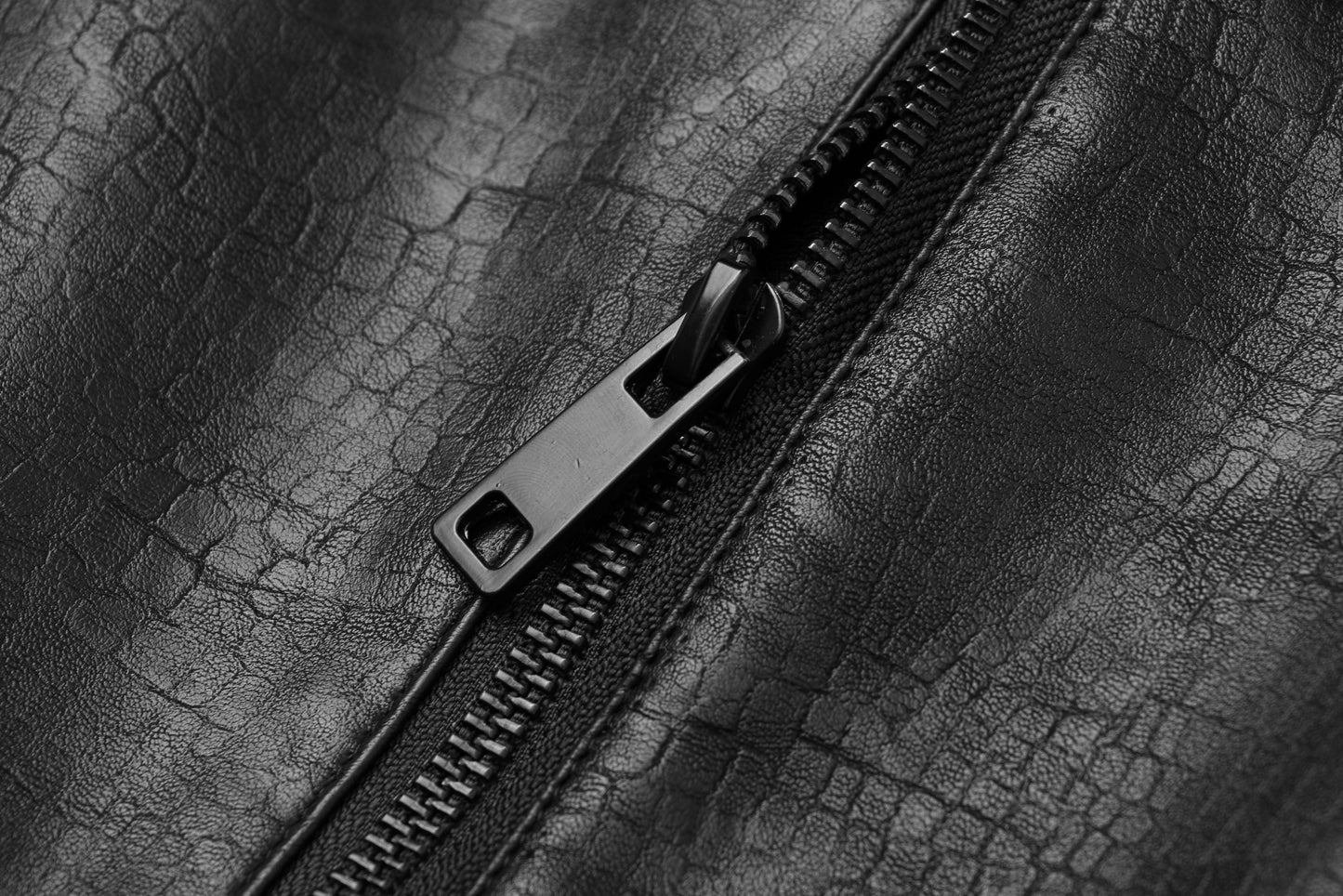 ordúdíordú | Jacket - Double-layered Collar Black Leather Jacket