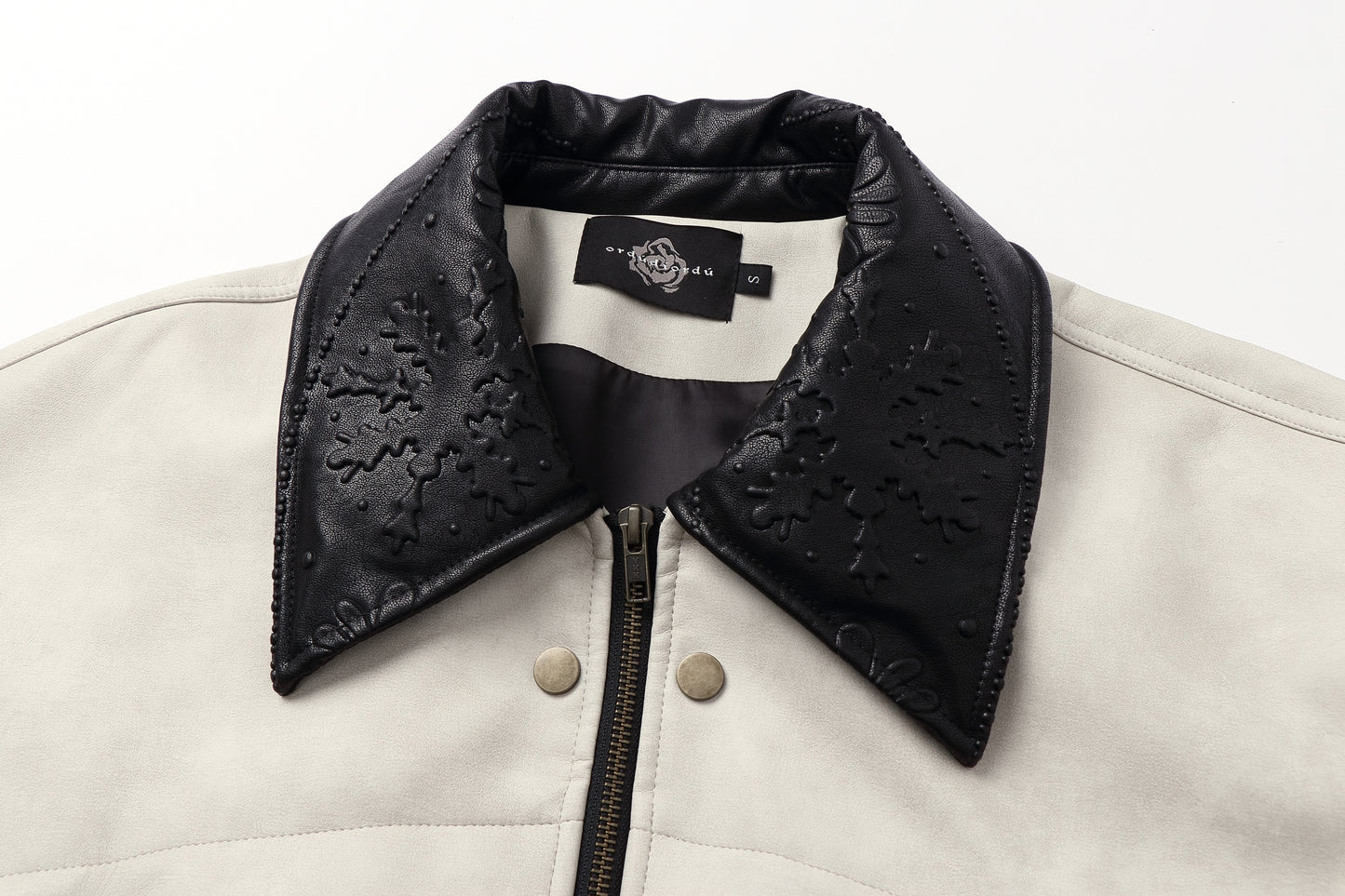 ordúdíordú | Jacket - Mottled Color-blocked Quilted Leather Jacket