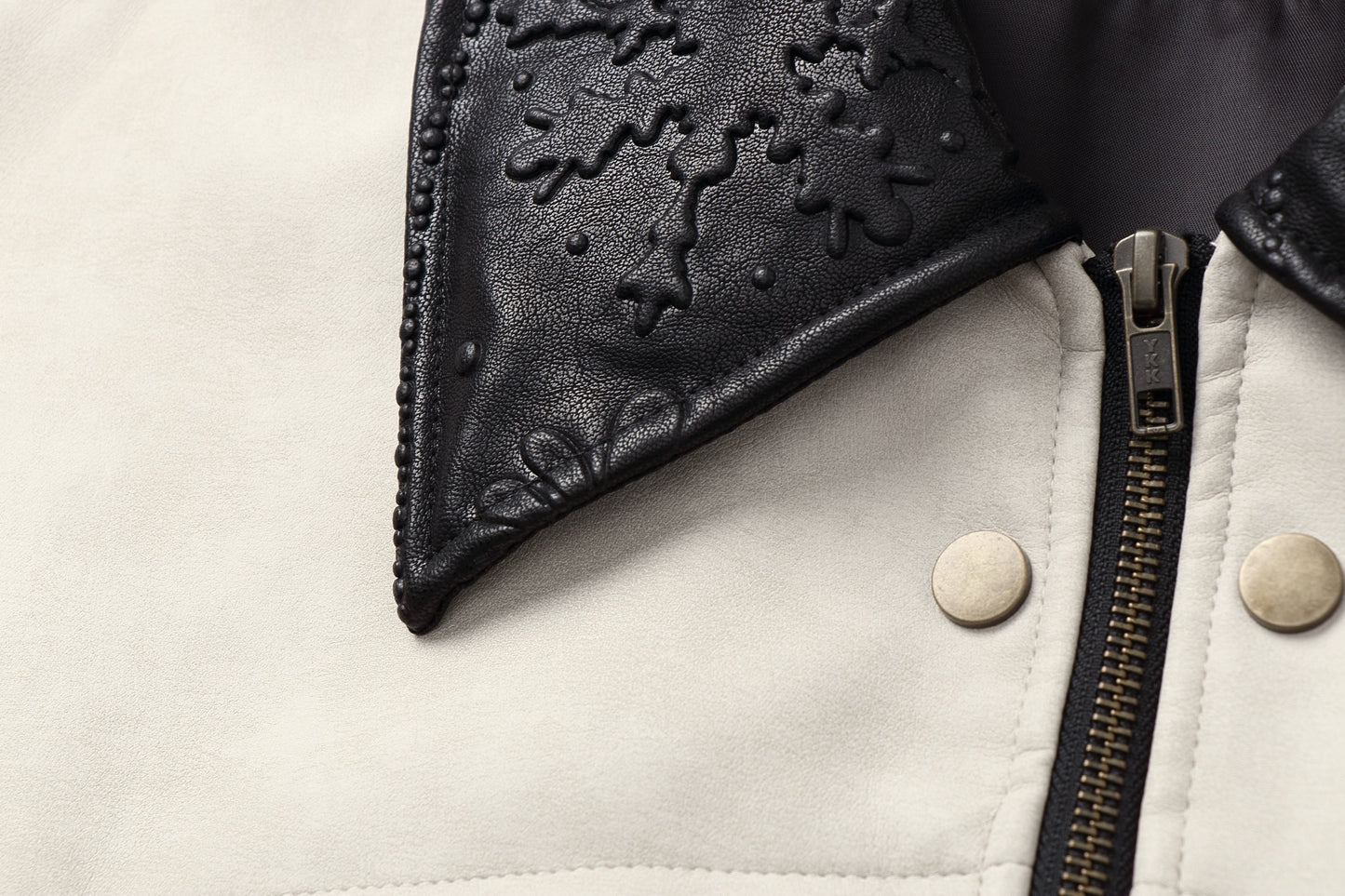 ordúdíordú | Jacket - Mottled Color-blocked Quilted Leather Jacket
