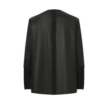 ordúdíordú | Jacket - Collarless Patchwork Leather Jacket
