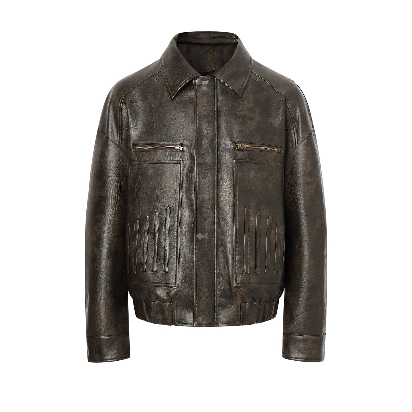 ordúdíordú | Jacket - Brown Leather Jacket with a Silhouette