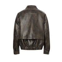 ordúdíordú | Jacket - Brown Leather Jacket with a Silhouette