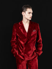 ordúdíordú | Suit- Red Velvet Suit with Pressed Diamond
