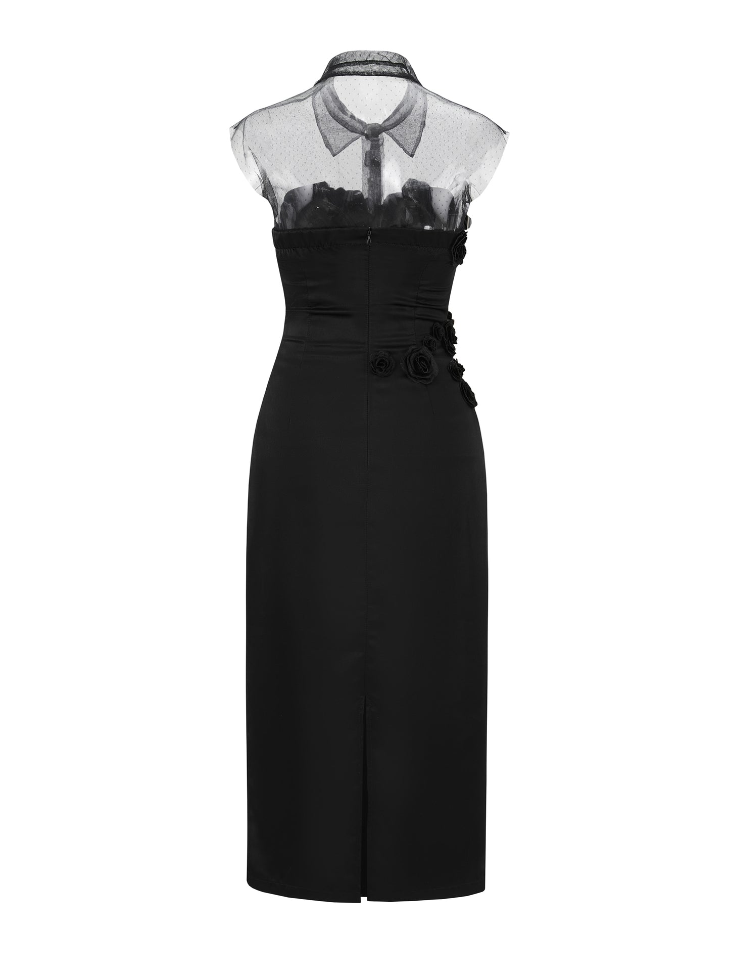 ordúdíordú | Dress - Strapless Dress with Black Roses