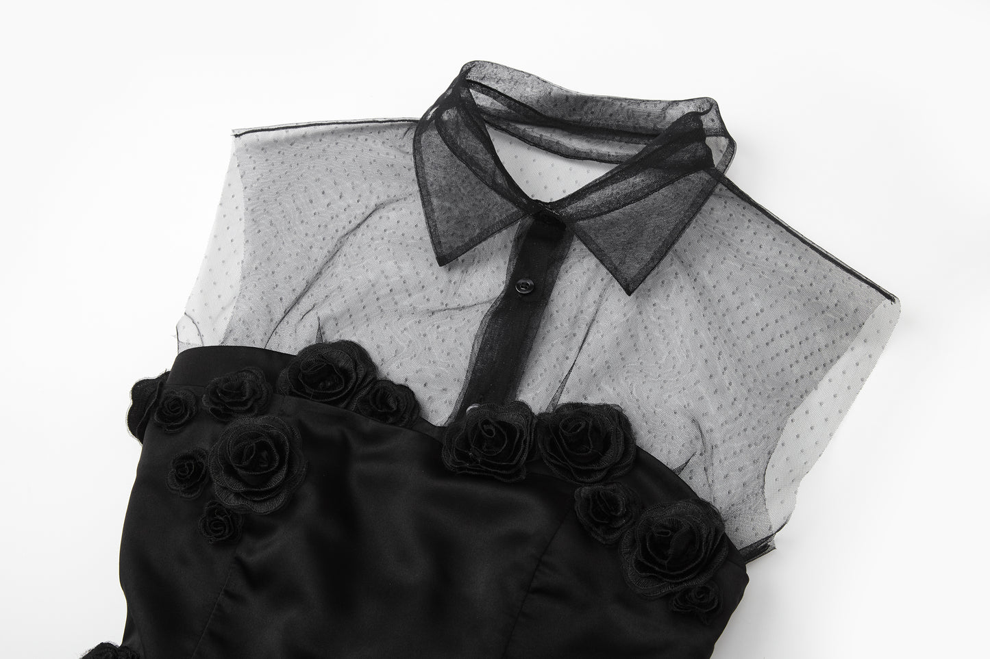 ordúdíordú | Dress - Strapless Dress with Black Roses